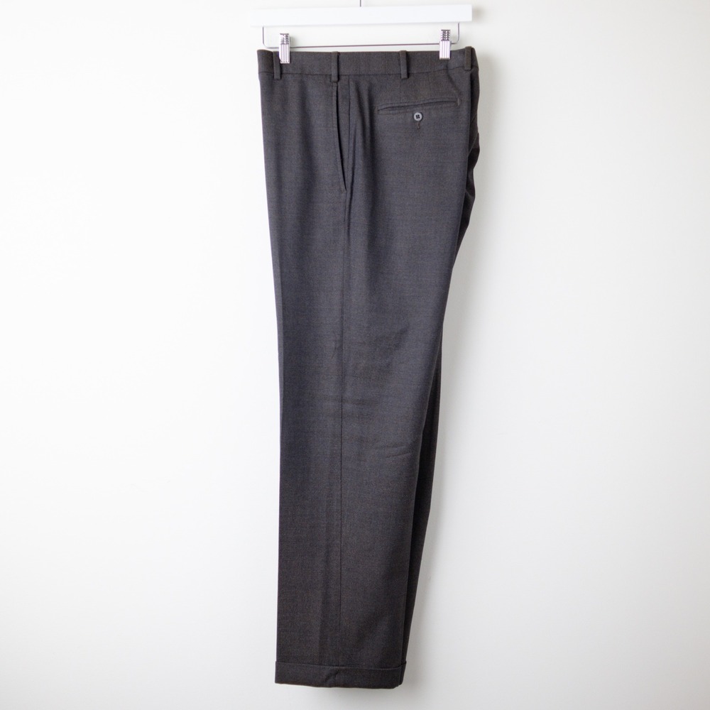 Zanella Todd Wool Dress Pants Mens 36 Brown Jacquard Flat Front Made Italy